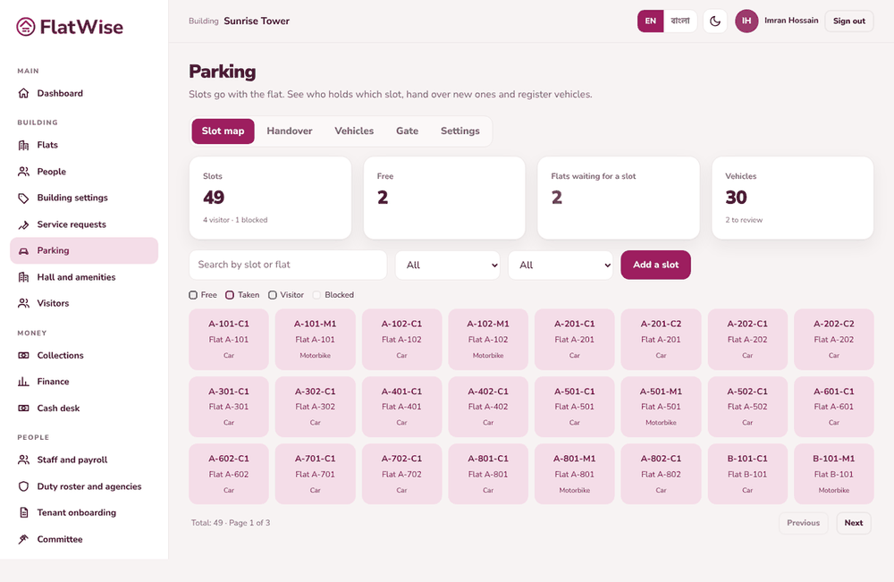 Parking slot map